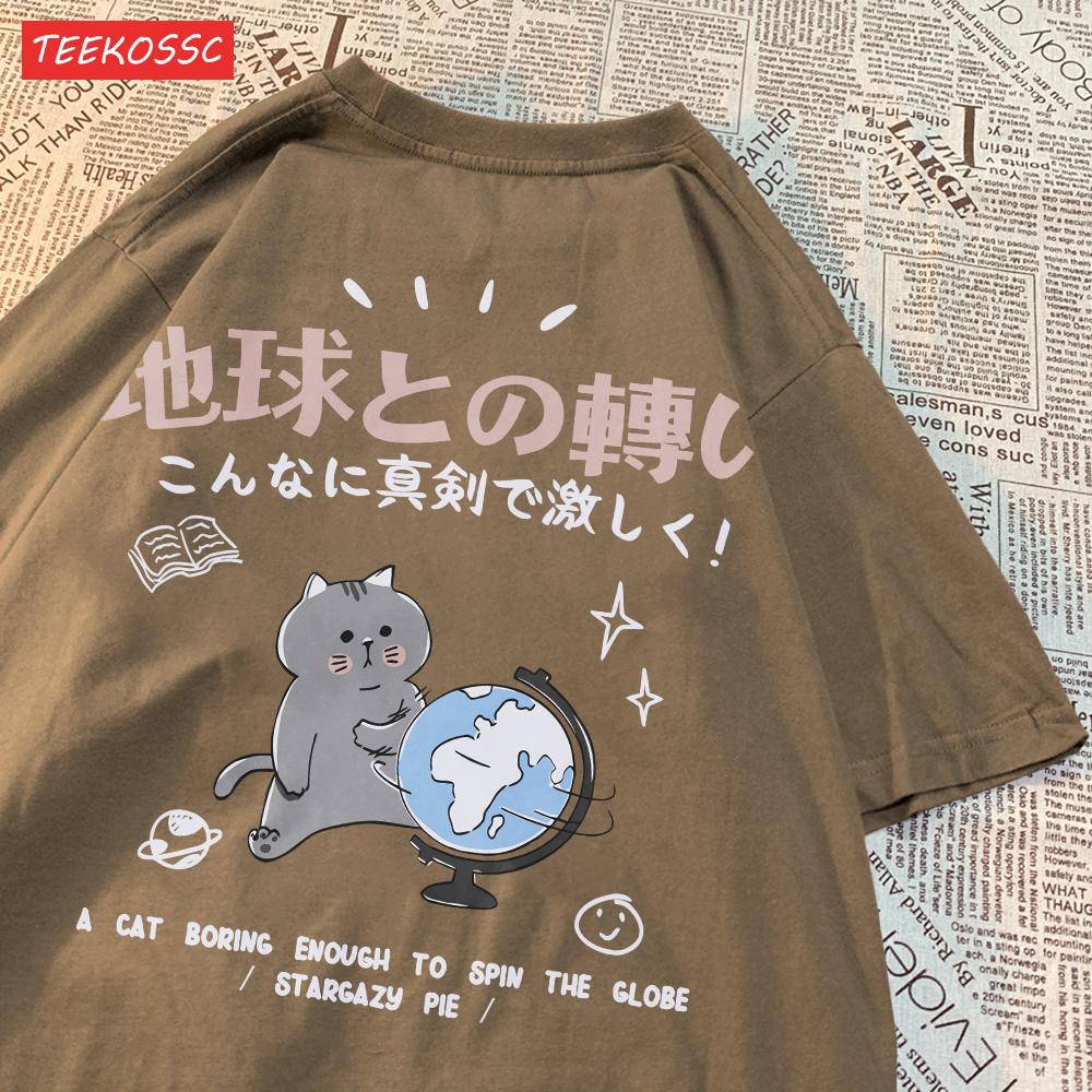 

Casual Cotton Womens T-Shirts Japanese Harajuku Style Printing Short Sleeve O-Neck Oversize Breathable Fashion Female Clothes S