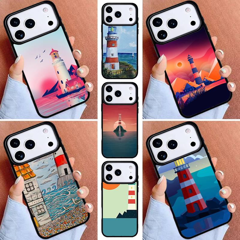 Abstract highway landscape lighthouse Phone Case for iPhone 16e 15 14 13 12 17 Pro Max Plus Air 17pro Cover Coque