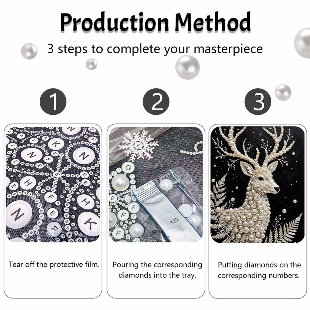 Christmas Pearl Painting Kit Handmade DIY Deer Animal Theme Home Decoration Painting