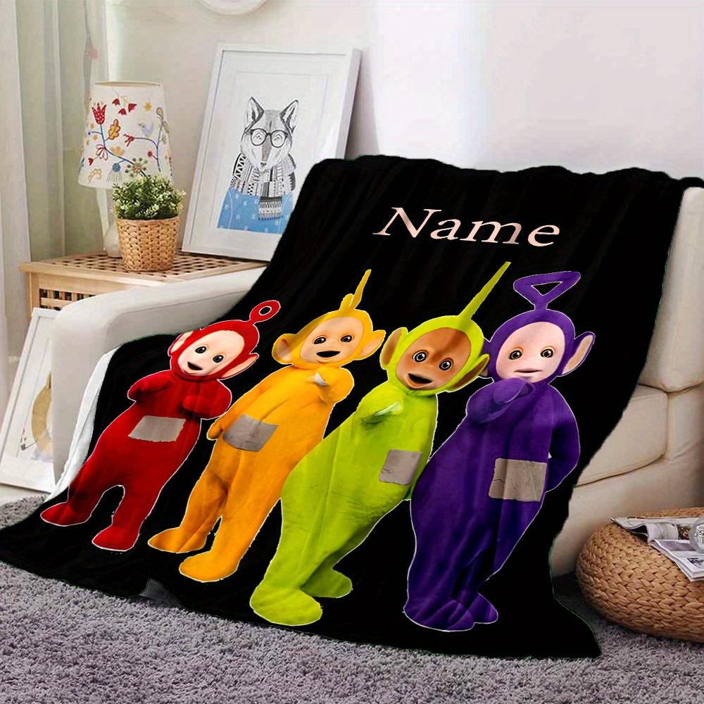 Teletubbies Friends Themed Flannel Blanket Personalized Name Soft Warm And Versatile For Sofa Bed Office And Travel Machine Washable Comfortable In