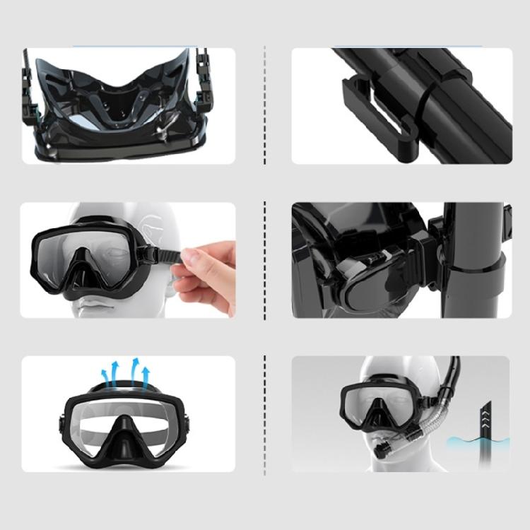 Adjustable Dry Snorkel Set with Diving Mask and Soft Silicones Seal Dry Snorkel Diving Goggles for Swimming Pool Ocean Use