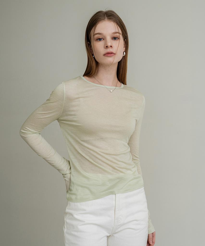 CLO'ET Basic Tencel Sheer Sleeve T-Shirt + 4 Colors