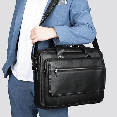 Head Layer Cowhide Men's Briefcase Leather Men's Bags High-end Business and Leisure Laptop Bag Shoulder Bag