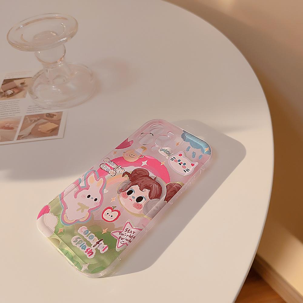 Oil Painting Suitable for Iphone14 Mobile Phone Case Apple 15pro Max Protective Case 1316 Girl 11 Transparent