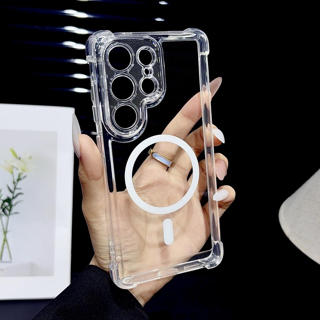 For Magsafe Case Samsung Galaxy S26 S25 S24 S23 S21 S20 FE S22 Note20 Ultra 10 Plus Magnetic Transparent Shockproof Cover