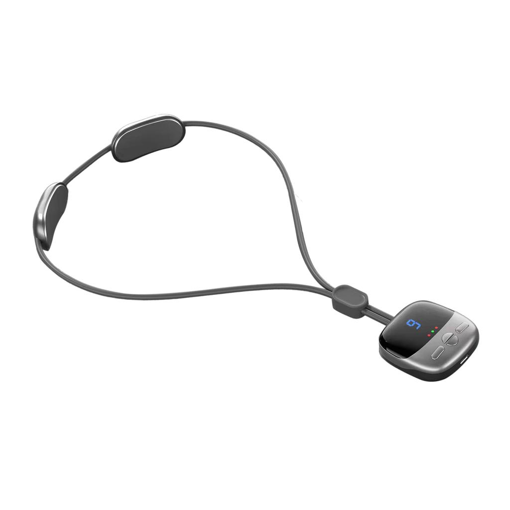 Mini Necklace Neck Massager 4 Modes 9 Strength 3 Gears Hot Compress Dual Pulse Smart Pendant Massager Grey