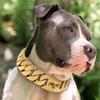 Luxury 32mm Strong Metal Dog Chain Necklace Pet Training Stainless Steel Choke Collar Gold Cuban Link For Large Walking Dog Ring