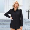 EastRogue Women's Fashion Casual Spring Fall Solid Color Print Long Sleeve POLO-Neck Blouses & Shirts