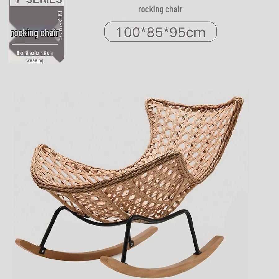 Rattan Rocking Recliner Chair - Lazy Sofa for Indoor/Outdoor Leisure