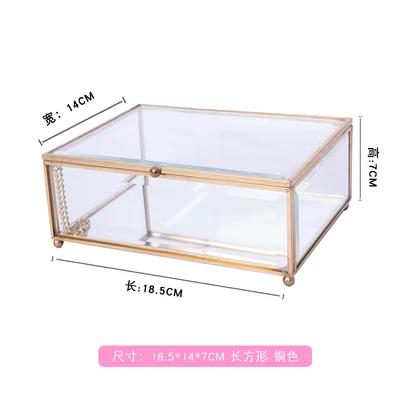 BRCreative Nordic style Home Dressing table organization Glass jewelry storage box Retro decoration Jewelry display TransparentEY