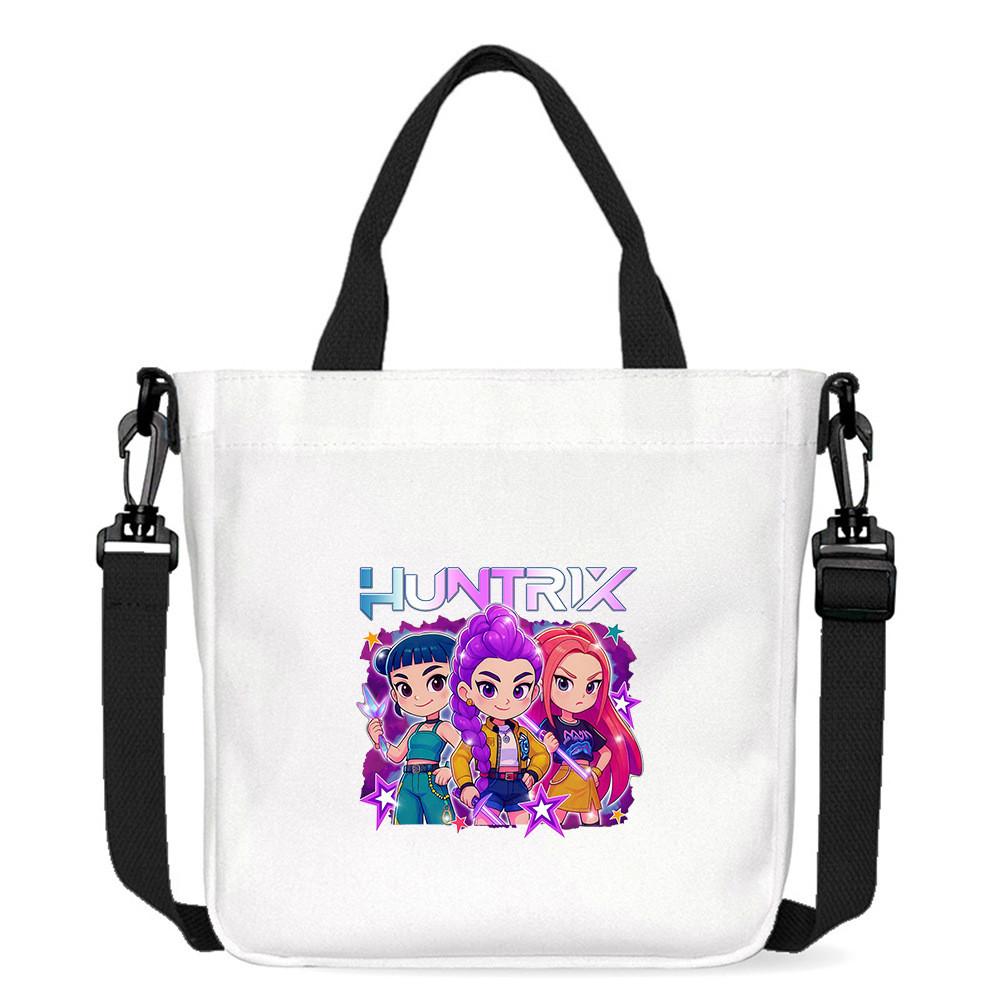 Kids Girls Kpop Hunters Derpy Rumi Zoey Mira Printed Student Lightweight Crossbody Bag Casual Canvas Shoulder Bags