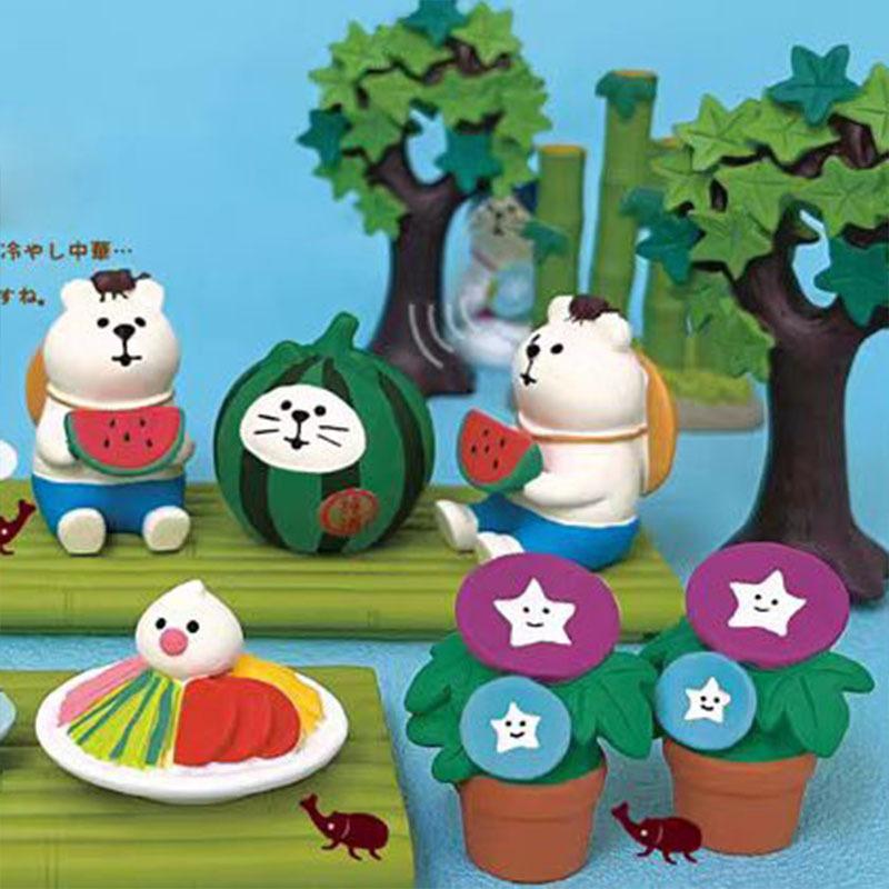 Zakka Summer Day Resin Ornaments watermelon Cat Home Desktop Scenic Decoration Mini Shooting Props Collection Toy for Kids