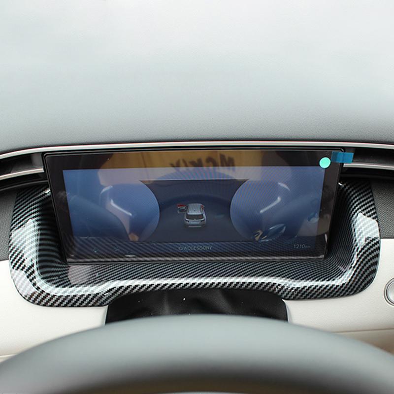Carbon Fiber Car Dashboard Display Screen Trim Dash Board Panel Frame Strip For Hyundai Tucson Nx4    Hybrid N Line
