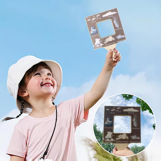 1/4Pcs Nature Guide Finder Wooden Nature Identification Guide Frame Boys Girls Nature Viewfinder Outdoor Cloud Leaf Moon Animal Footprint