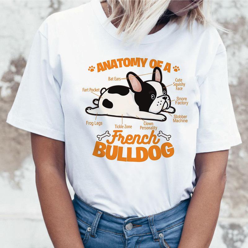 French Bulldog T Shirt Women 2025 T-Shirt Top Tee Shirts Femme Cartoon Harajuku Kawaii Korean Funny Ulzzang Clothes Tshirt