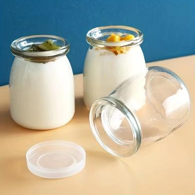 1 szt., żaroodporny słoik na jogurt z pokrywką i plastikową nakrętką - idealny do gadżetów kuchennych i domowych przedmiotów kuchennych