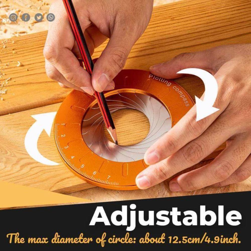 Measurement Circle Drawing Ruler Stainless Steel Round Compass Stretch Ruler Round Ruler  Gauging