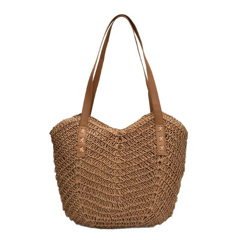 New Retro Large-capacity Bag Women's Fresh Straw Summer Beach Bag Shoulder Bag Vacation Women's Bag