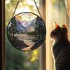 Colorful Acrylic Light Catchers Stained Glass Landscape Suncatchers Ornament for Home Garden Decors and Window Hanging