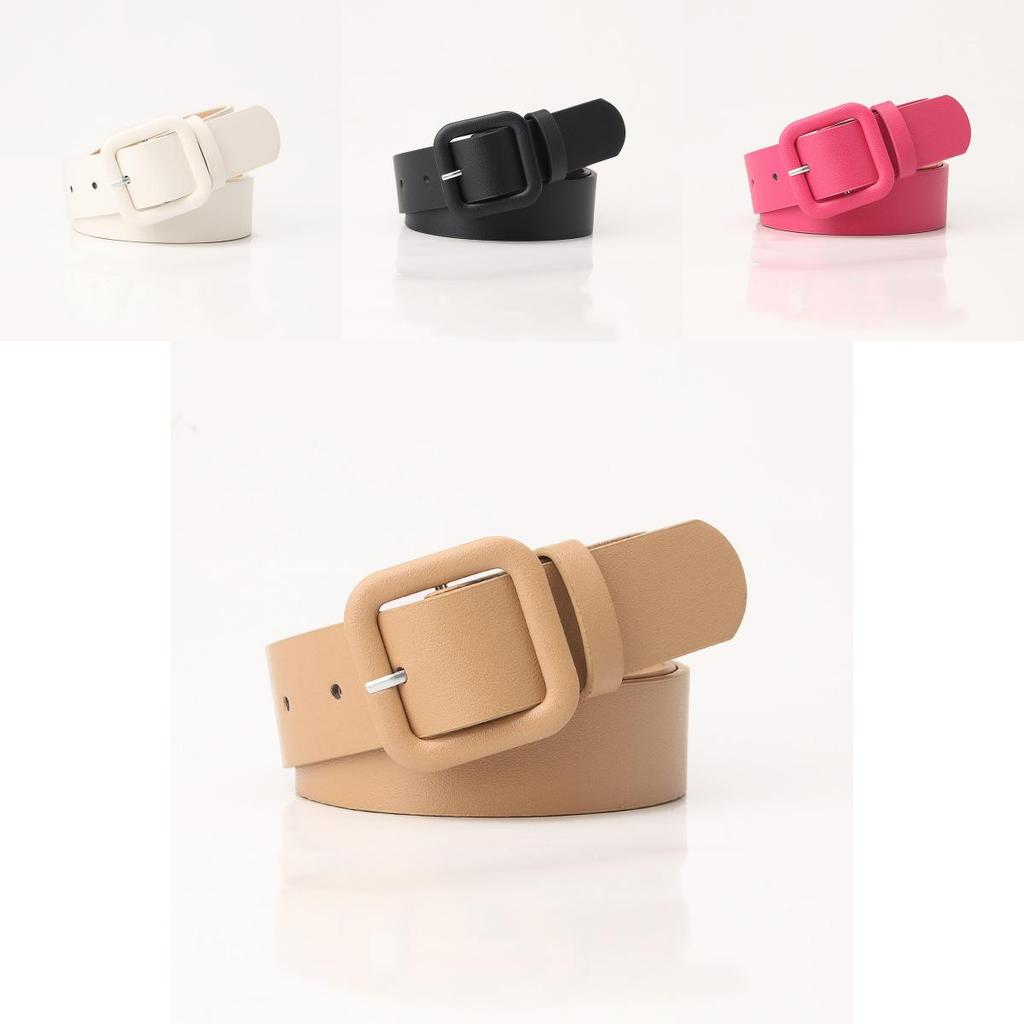 Minimalist Ladies Faux Leather Belt With Square Pin Closure For Office And Casual Wear
