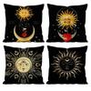 Sun Moon Mandala Series Pattern Pillow Case Anti-dustmite Pillowcase Invisible Zipper Silky Short Plush Sofa Cushion Cover