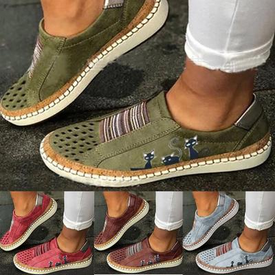 Scarpe basse casual da donna taglie forti Copriscarpe elastici Scarpe singole con stampa gatto