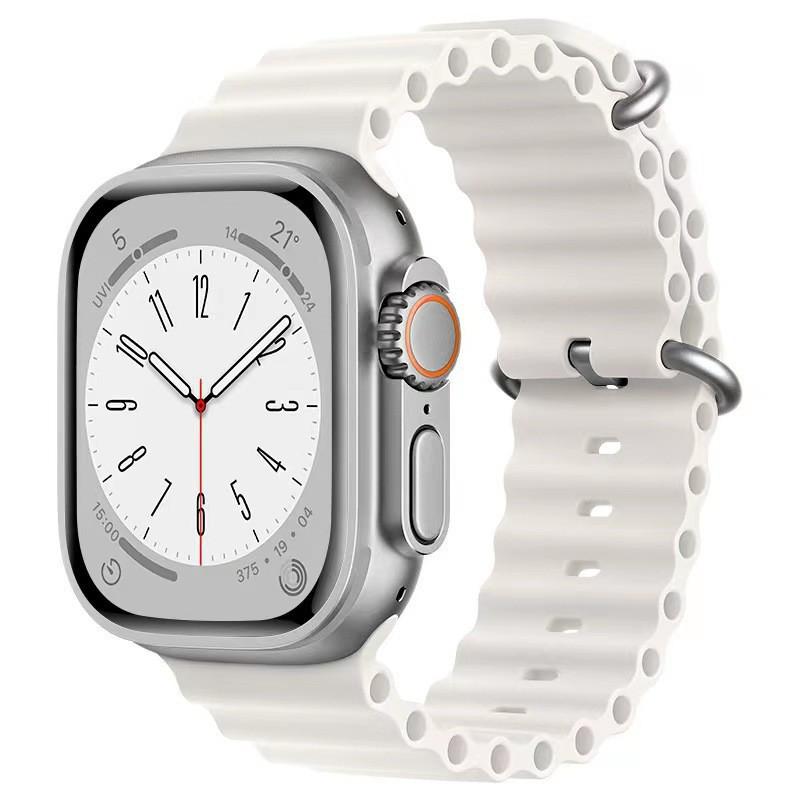 

Compatible with Apple Silicone Watch Band Series 10, Double Buckle Ocean Band for Series 9, and Sports Model Ultra 11 Series 2. 42/44/45/49mm fits series S1-S9