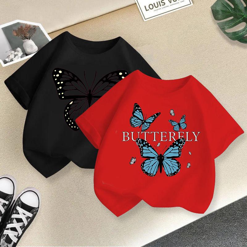 T-shirt décontracté à manches courtes pour enfants - T-shirt d'été ample pour filles avec nœud