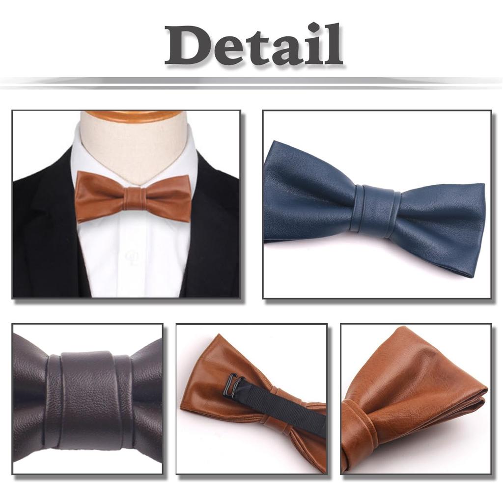 [White Fang] PU Leather Bow Tie, Simple Design, Fashionable, Stylish, Men's & Women's, NC093 (Red)