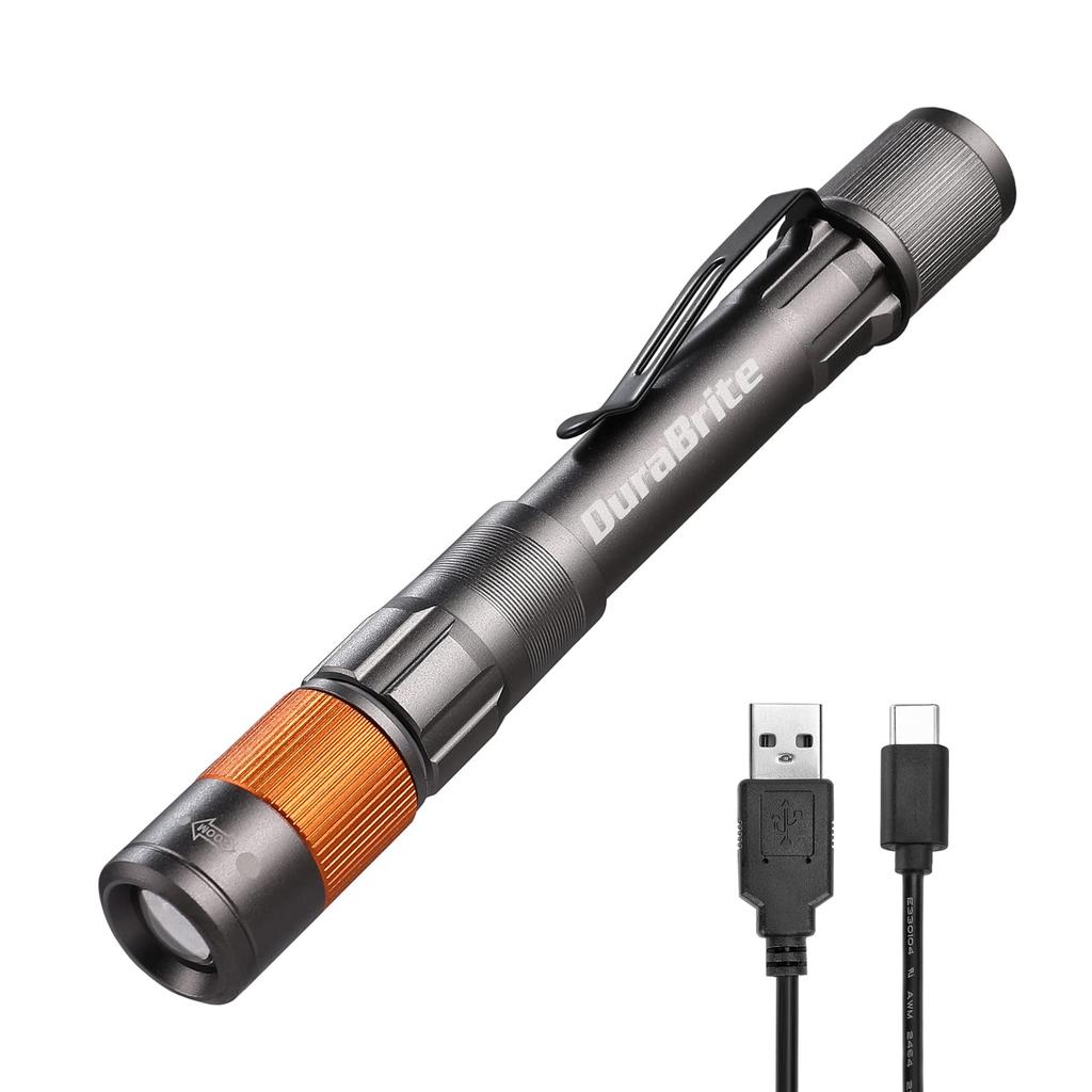DuraBrite 300 Lumens LED High 4 Dimmable Aluminum Alloy Ideal for Outdoor Disaster Power Outage Champagne Color Flashlight, Brightness, Levels,