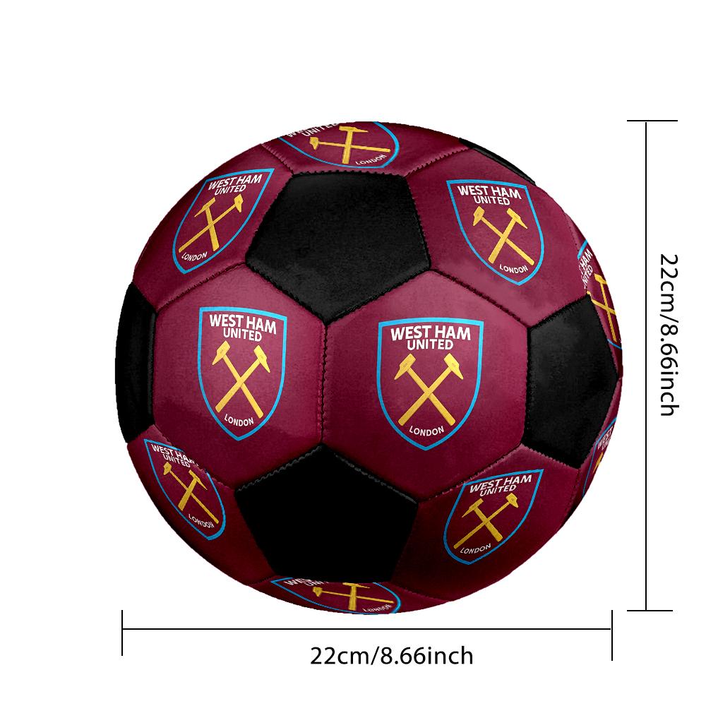 SIZE 5 West Ham United FC Soccer Ball Colorful All Ages Machine Stitched PVC Competition Ready Durable High-Bounce