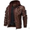 Leather Retro Motorcycle PU Leather Jacket Autumn and Winter Removable Men's Hooded Jacket