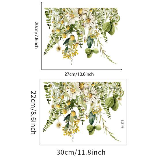 Yeşil Bitki Yaprakları Duvar Sticker Tuvalet Ev Dekorasyonu için Güzel Çiçek Çıkartmaları