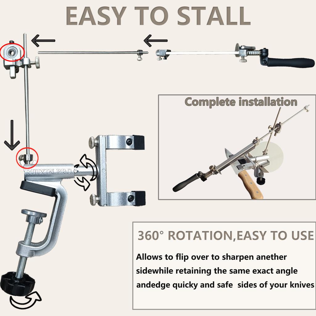 Nou RUIXIN PRO RX 009 Ascuțitor de cuțite cu unghi fix Accesorii pentru ustensile de bucătărie Ascuțitor de cuțite Piatră de ascuțit Piatră de ascuțit