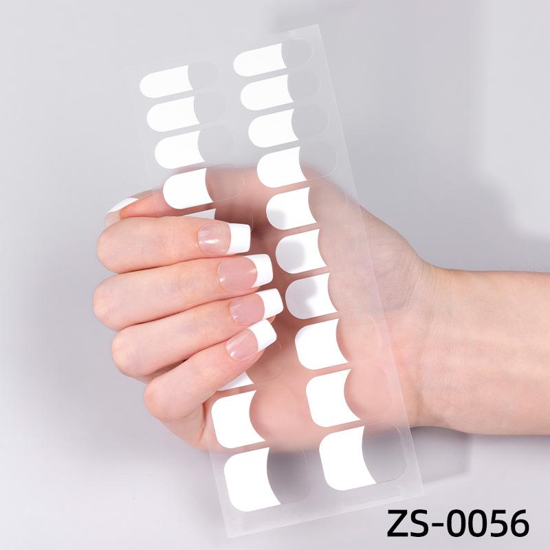

Новые наклейки для ногтей в стиле французского маникюра, 20 пальцев, двойной ряд, европейский и американский стиль, самоклеящиеся наклейки для ногтей с Amazon, полное покрытие. ZS-0056