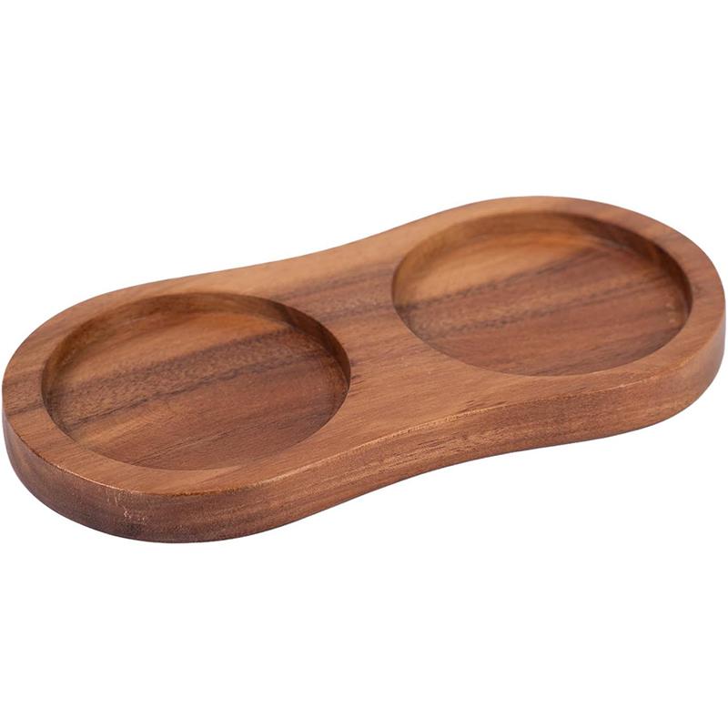 Salt and Pepper Mill Tray Acacia Wood Pepper and Salt Grinder Stand Kitchen Pepper Mill Holder Rest Dining Table Protector JT554