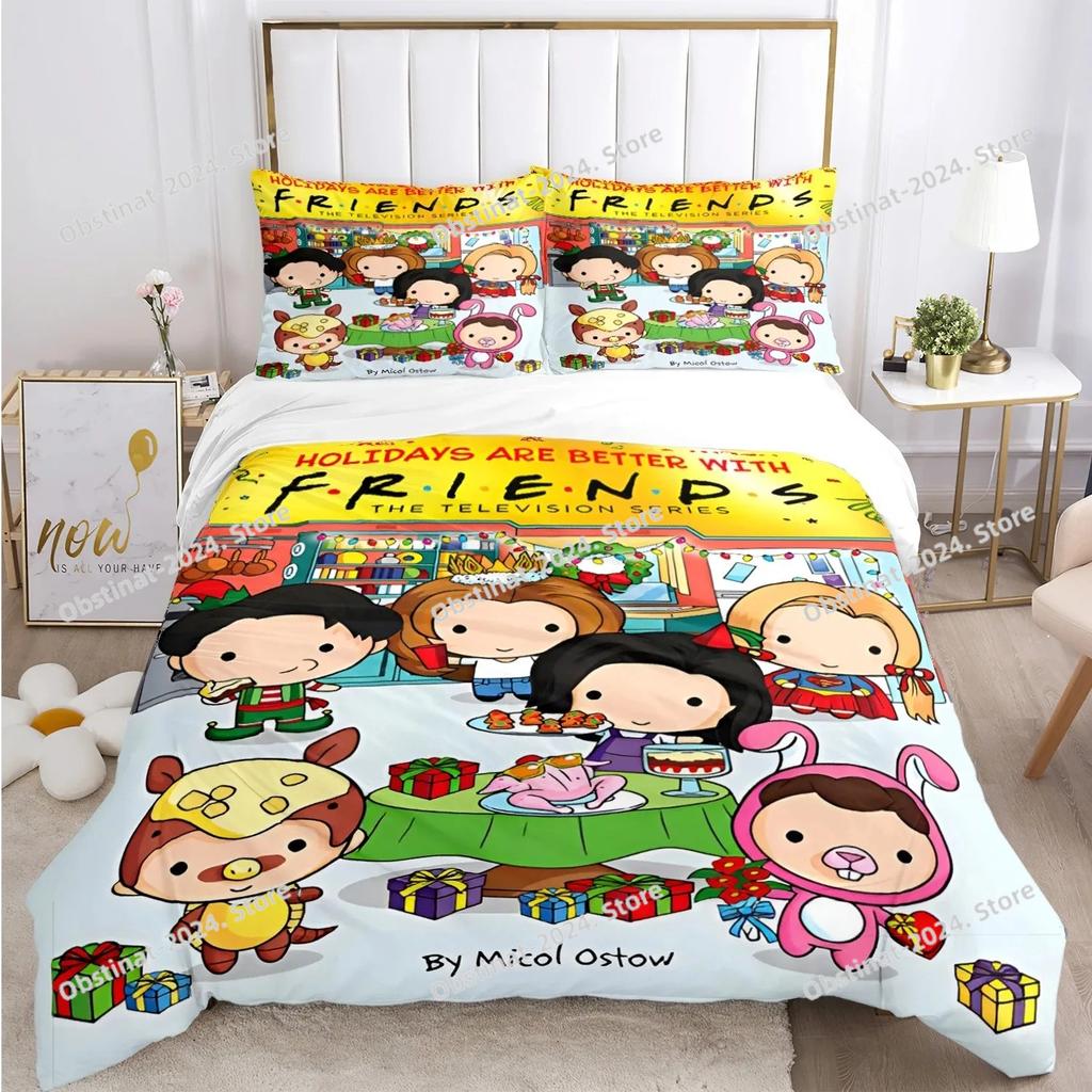 Friends Funny anime All Season Duvet Cover Comforter Bedding set Ultra Soft Quilt Cover and Pillowcases SingleDoubleQueenKing