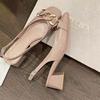 French Temperament Nude High Heels Women's 2025 New Summer Skirt with Bag Head Sandals Thick Heel Fairy Single Shoes