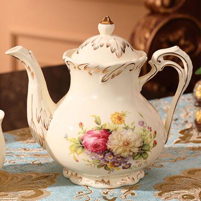 900ml European Luxury Gold Plated Kettle Ceramic Water Kettle Teapot Afternoon Tea Kettle Large Capacity