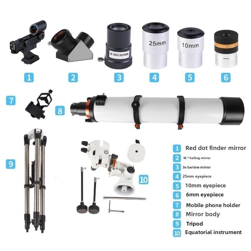 120900 Astronomical Telescope Large Aperture Equatorial Refracting Outdoor High Magnification HD Professional Stargazing Moon