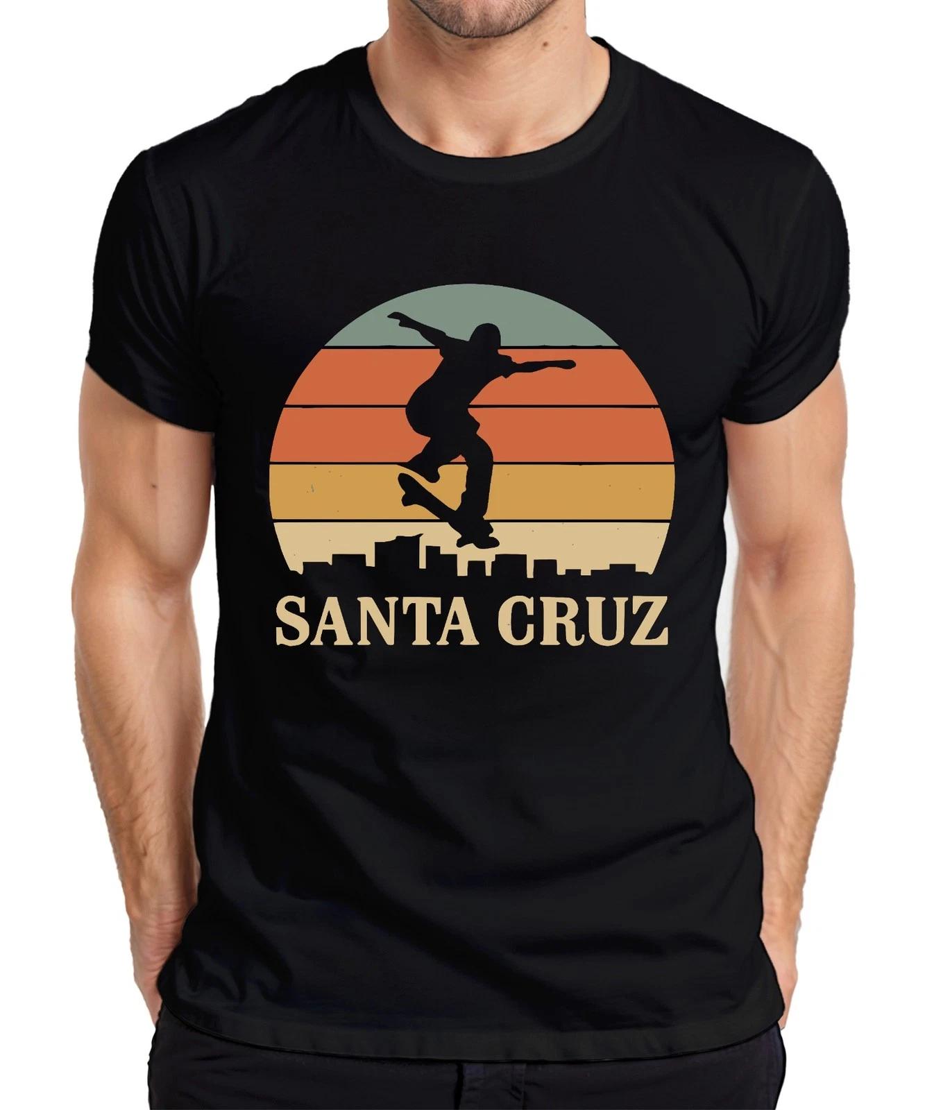 Santa Cruz Skateboard Skater Retro Sunset Vintage Beach Mens T-Shirt- S