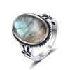 CopperLarge Stone 11x17MM Natural Labradorite Tiger Eye Ring for Women Fine Jewelry Party Wedding Anniversary Gift