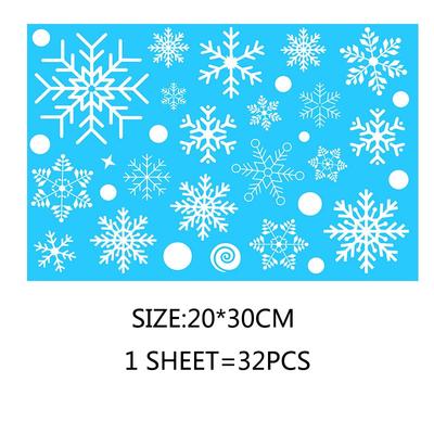 Party Christmas Jewelry Elk Home Windows Large Snow Flake Beautify Glass Static Sticker New Year PVC Santa Dress Up Wall Sticker  Unique