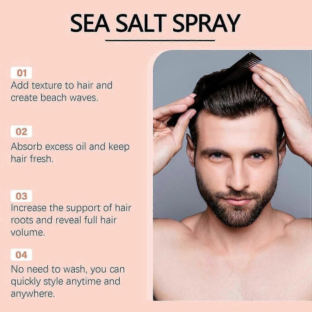 Sea Salt Spray, 100ml Sea Salt Hair Spray for More Volume and Stable Texture, Sea Salt Spray Hold for Hair, Light & Non-Greasy, Unisex