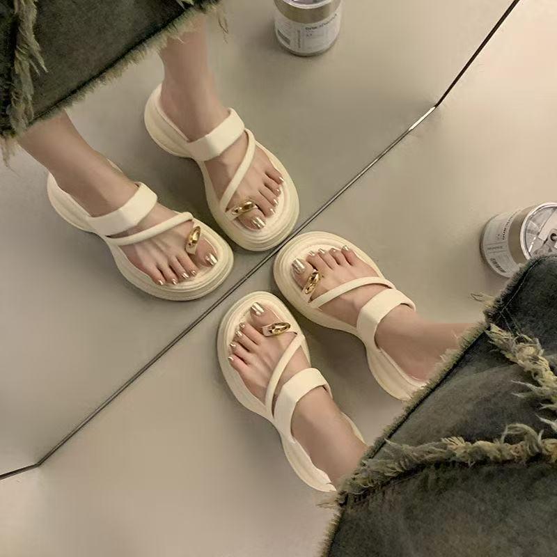 

French premium cool slippers women s summer 2025 new outer wear with skirt thick-bottomed beach flip-flops non-slip 40