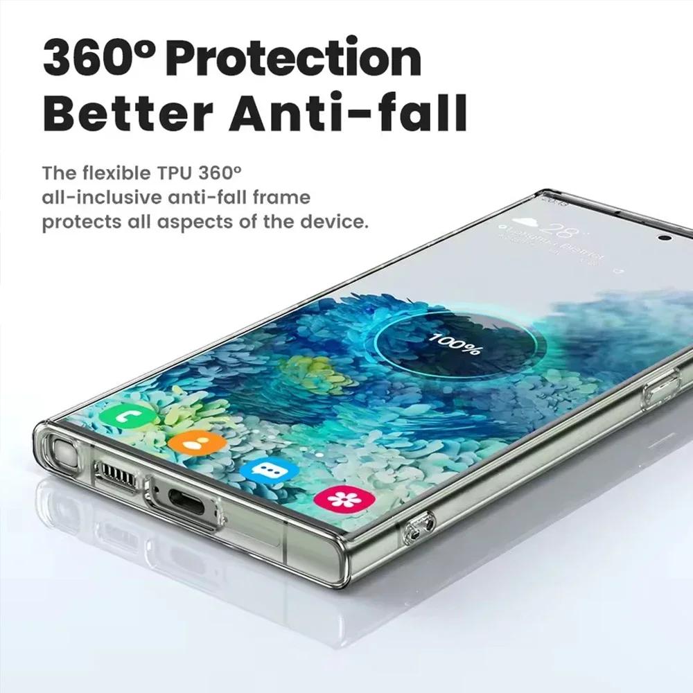 Simple Phone Case for Samsung S24 S23 S22 S21 Plus S25Ultra Clear Case for S23 S21 FE Transparent Soft TPU Protective Cover