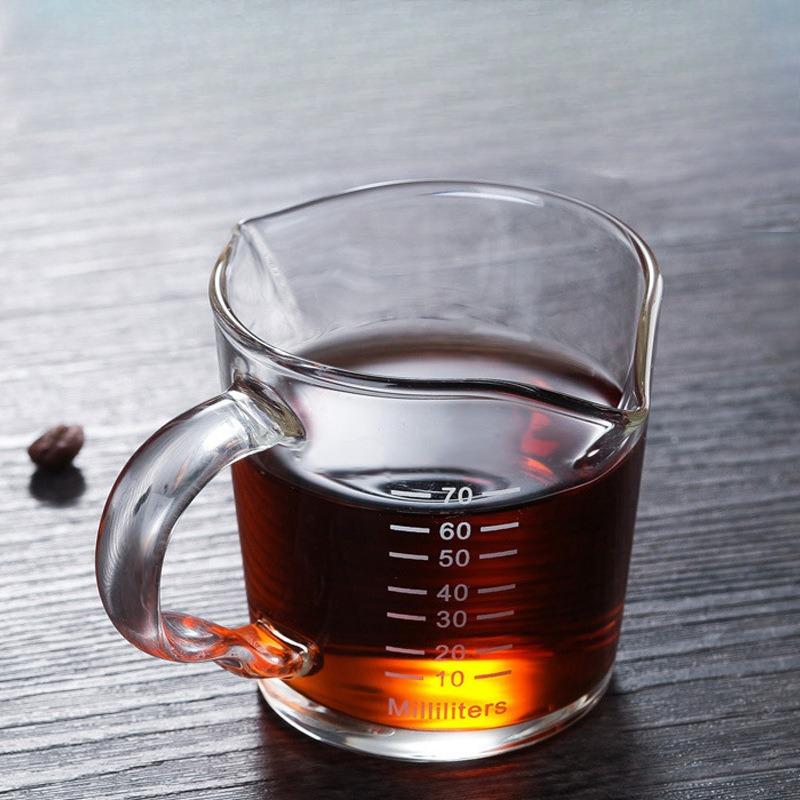 Baifenbai Home Furnishing Thickened High Temperature Resistant Borosilicate Glass Double Mouth Cup Household With Graduated Coffee Extraction Measuring Cup Measuring Ounce Cup