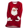 Ladies' Loose And Comfortable Round Neck Christmas Print Thick With Pockets Long Sleeved Top