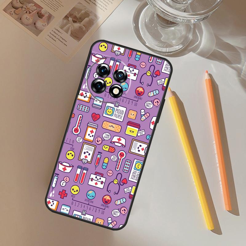 

Medical Medicine Nurse Pattern Funda For OnePlus 13 13R 12 R 11 9 10 Pro 8T 9RT 10T OnePlus Nord 4 CE 2 3 Lite N20 N30 Case OnePlus Nord N30