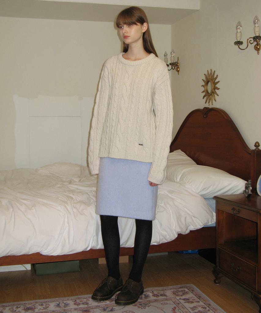 SINOON Two-Way Cable Turtleneck Knit (Ivory)